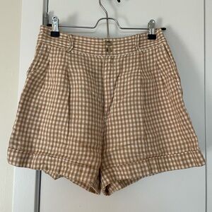 Madewell high waisted gingham linen shorts